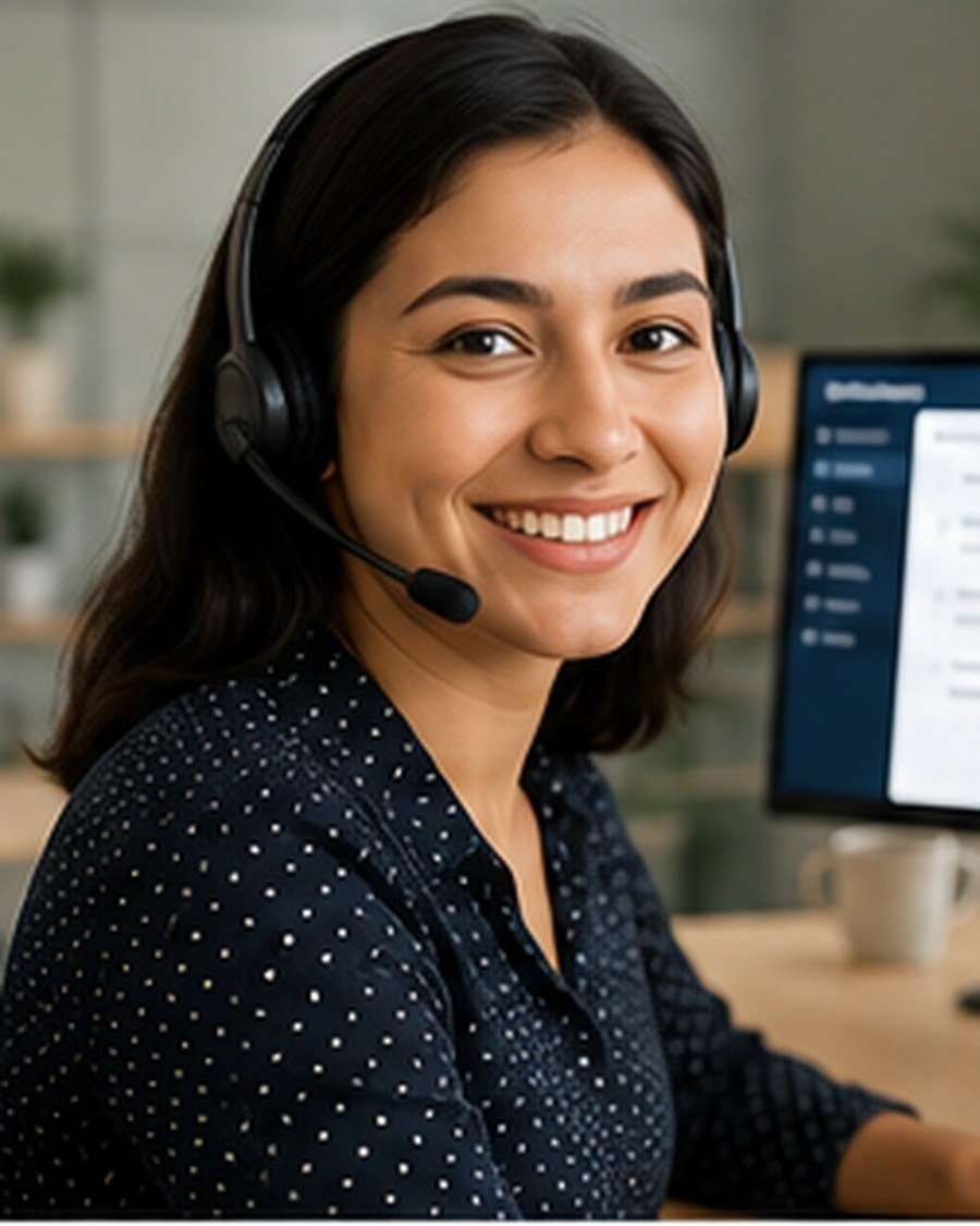 An Interamerican Global Solutions interpreter at a remote session workstation